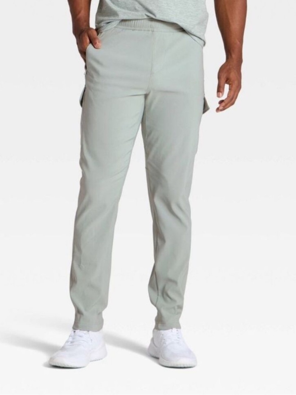 Men's Woven Cargo Active Pants Sage Green All In Motion NWT